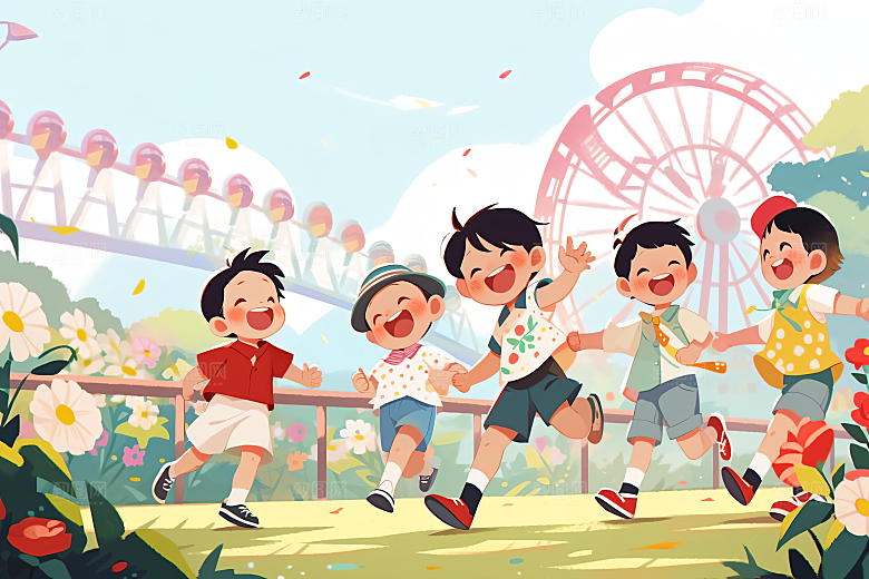 六一儿童节快乐幸福童年插画