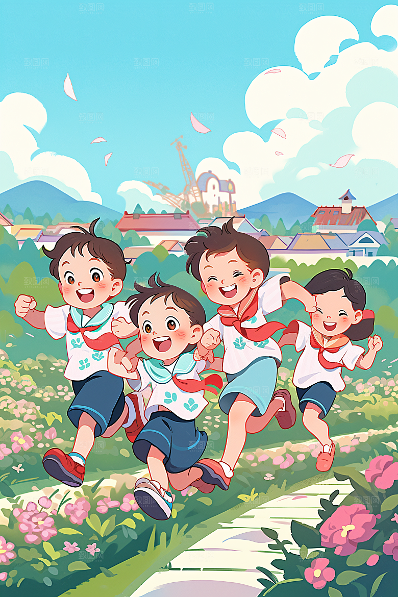 六一儿童节童趣卡通插画