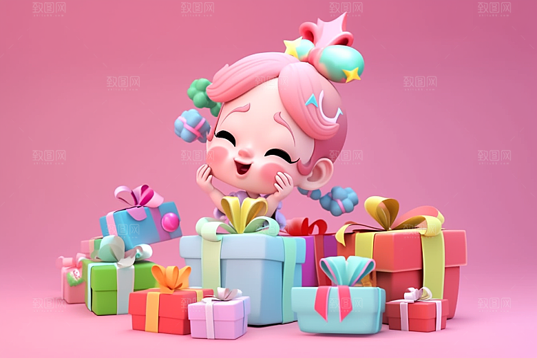 快乐儿童3D六一儿童节模型