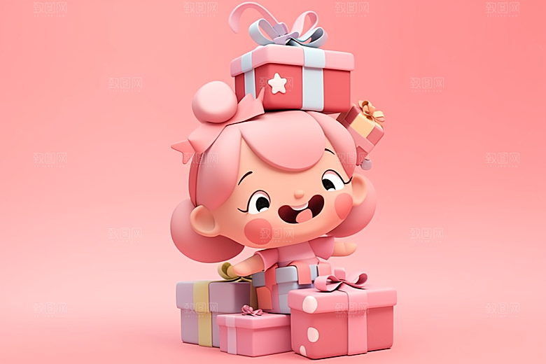 快乐儿童卡通3D模型