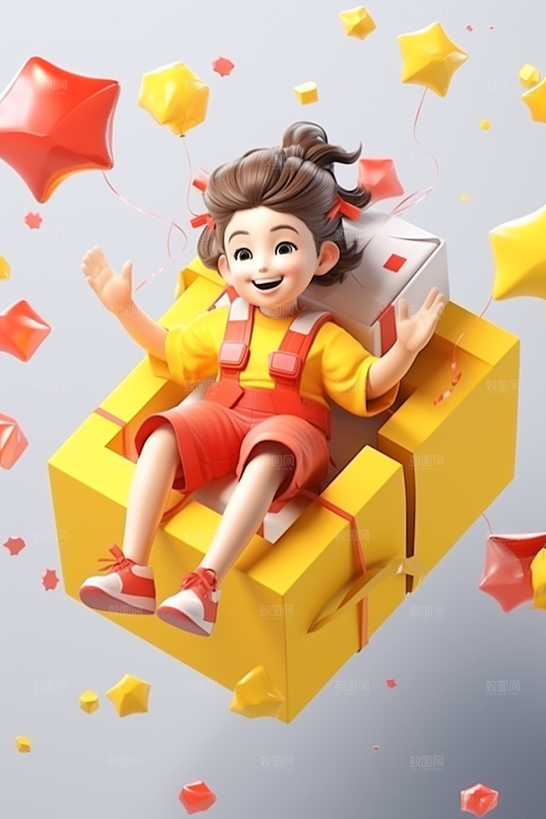 快乐儿童孩童六一儿童节模型