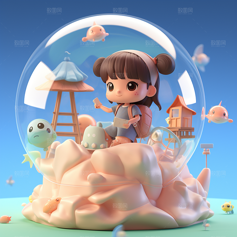 快乐儿童3D卡通模型