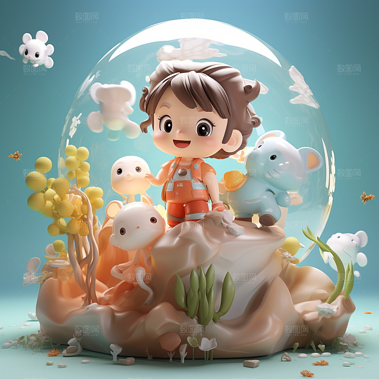 快乐儿童六一儿童节孩童模型