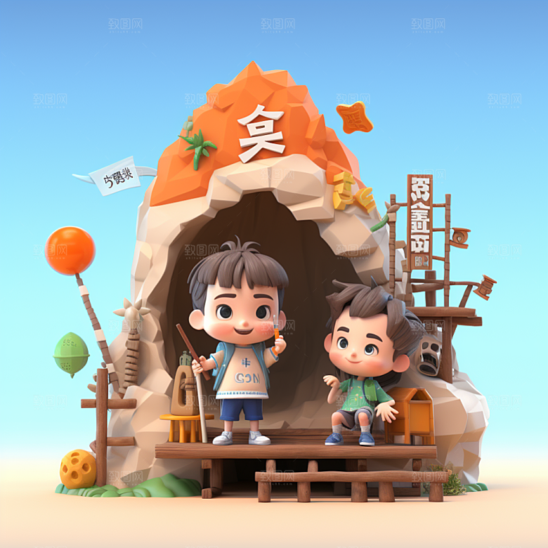 快乐儿童形象立体模型