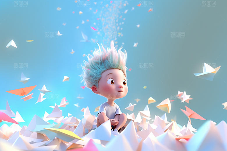 快乐儿童形象可爱模型