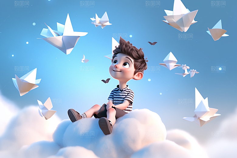 快乐儿童3D形象模型