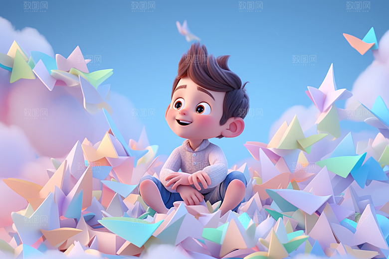 快乐儿童可爱形象模型