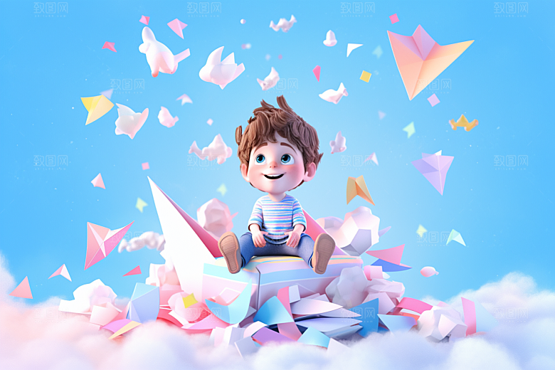 快乐儿童3D形象模型