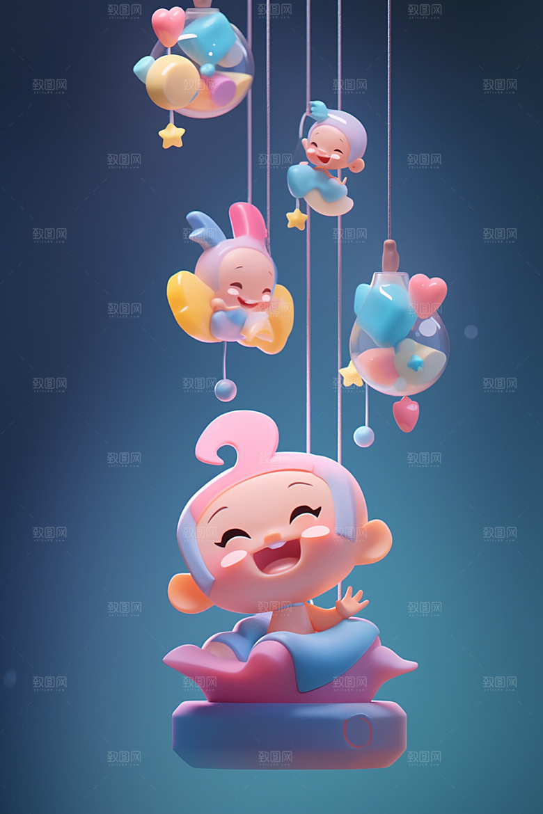 快乐儿童可爱形象模型