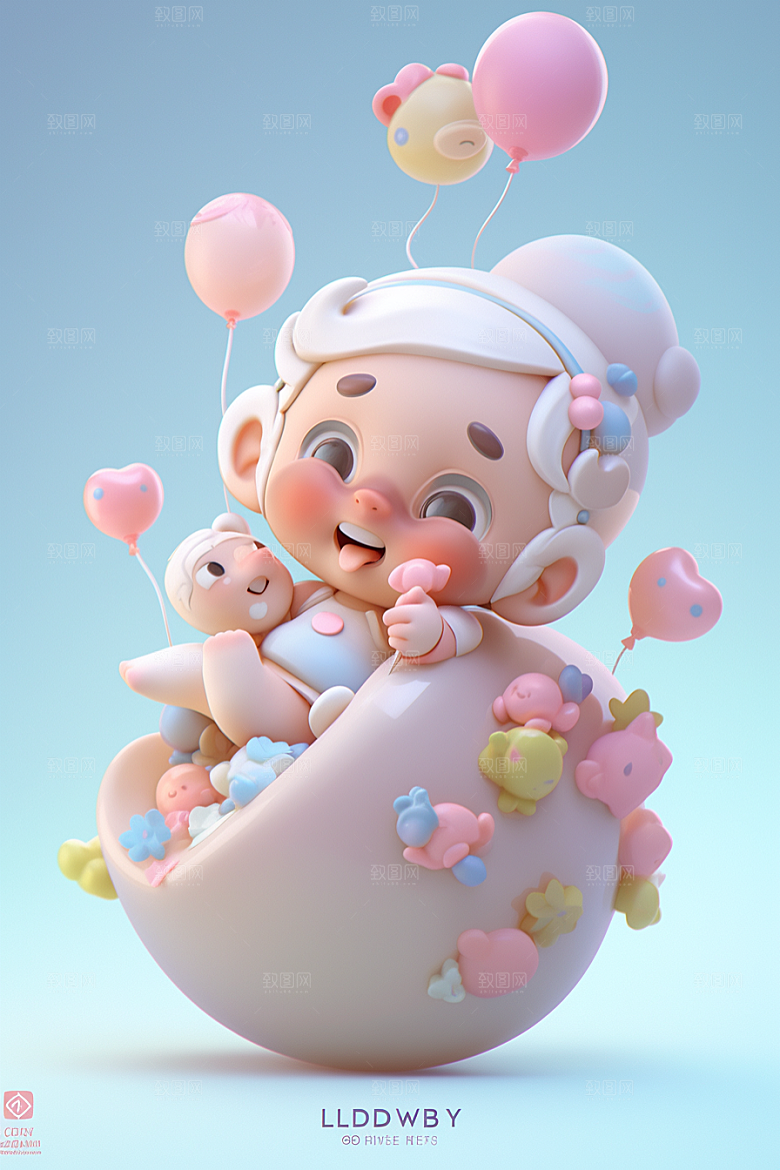 快乐儿童可爱3D模型