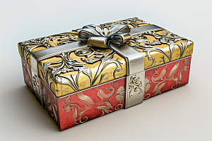 礼物盒精致平面包装摄影图