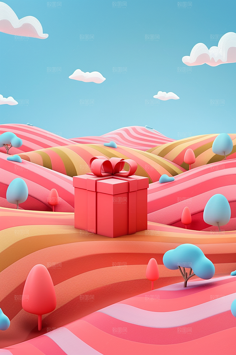 礼物盒C4D3D电商背景