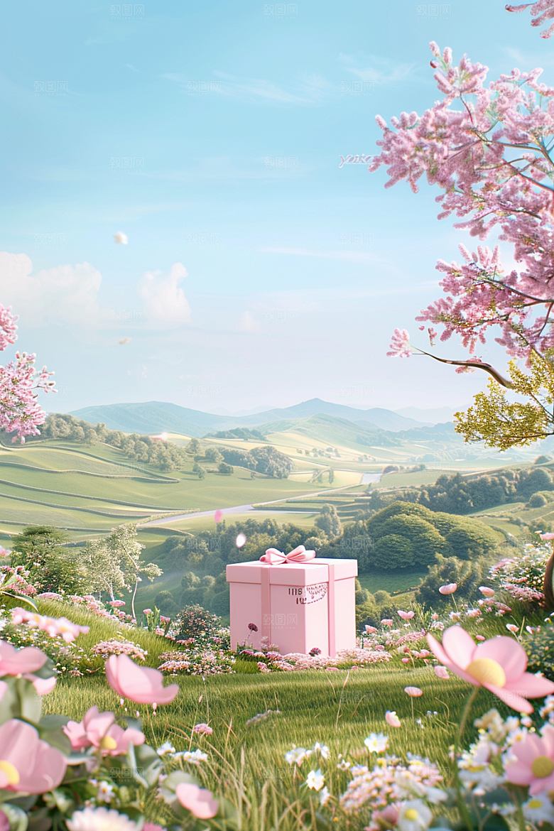 礼物盒质感3D电商背景