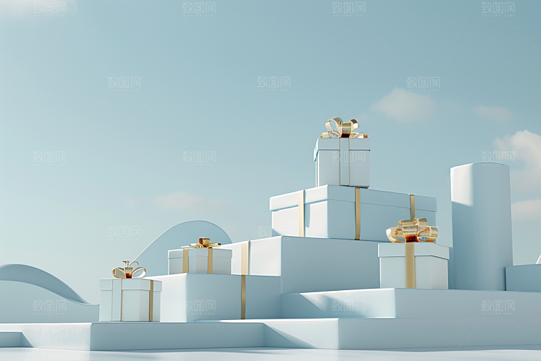 礼物盒商品展示立体电商背景