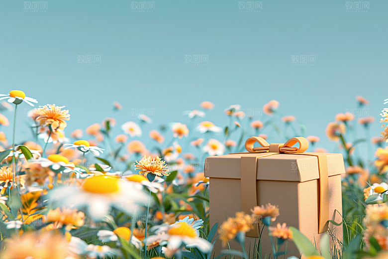 礼物盒电商平台3D电商背景