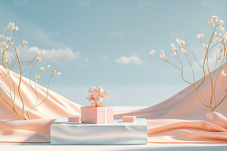礼物盒商品展示活动电商背景
