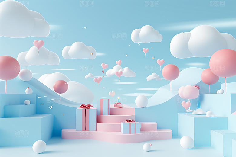 礼物盒立体促销电商背景