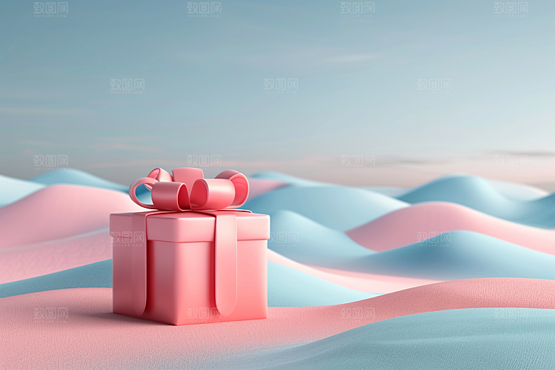 礼物盒3D质感电商背景