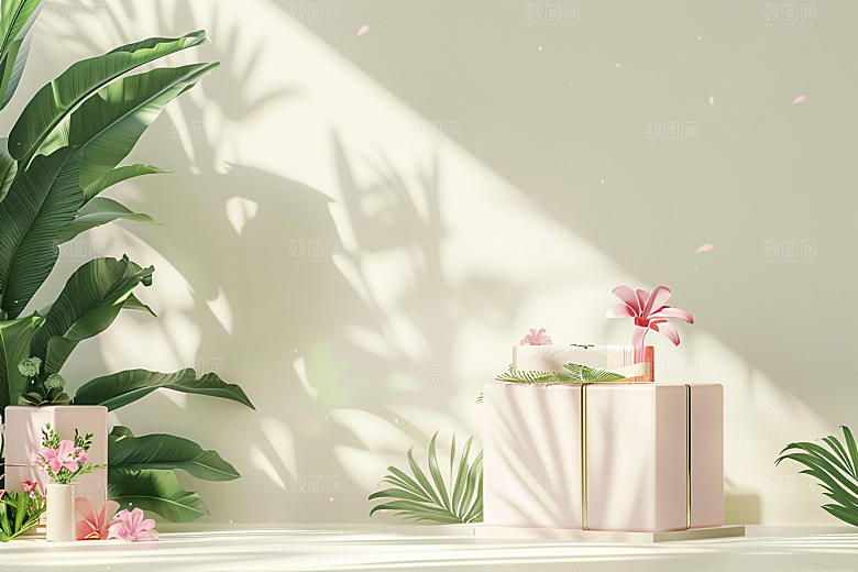 礼物盒惊喜C4D电商背景