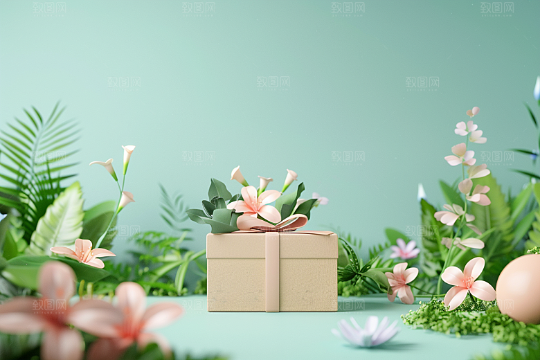 礼物盒立体促销电商背景