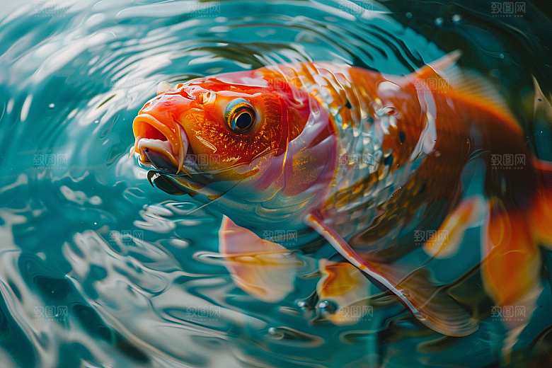 锦鲤祈福游水素材