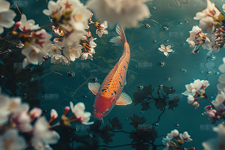 锦鲤祝福游水素材