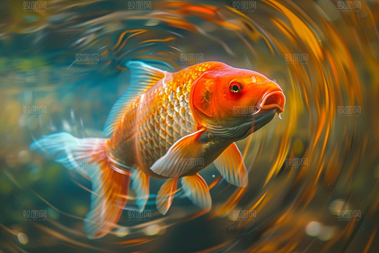 锦鲤游水池塘素材