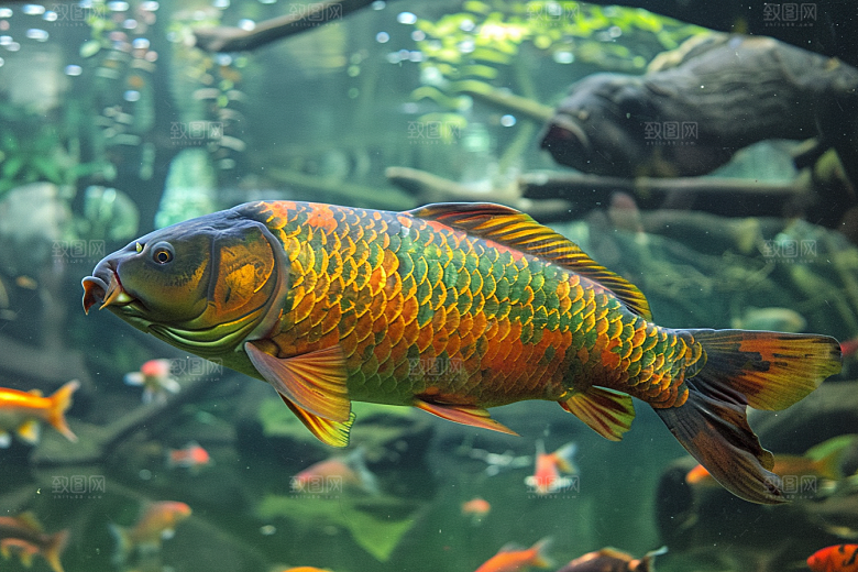 锦鲤鲤鱼池塘素材