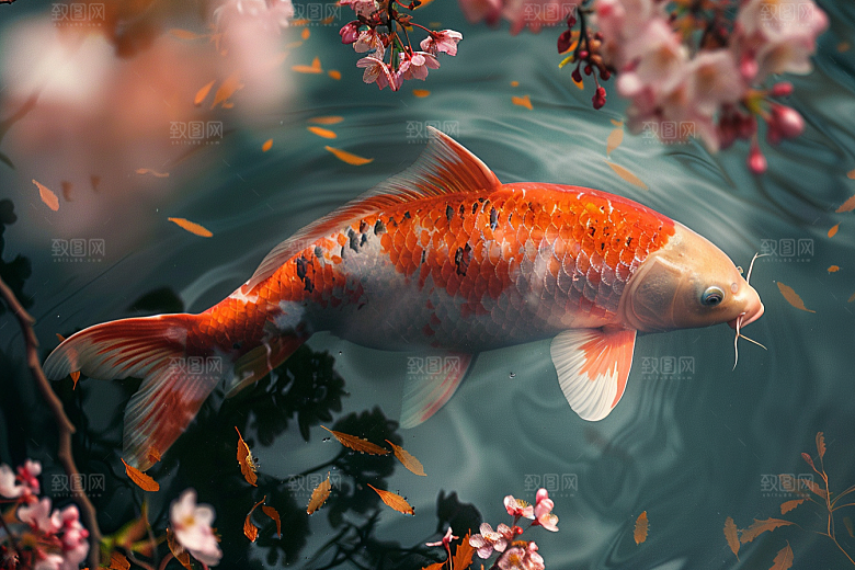 锦鲤中式彩色素材