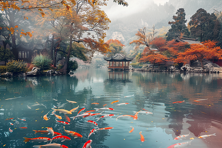 锦鲤彩色寓意素材