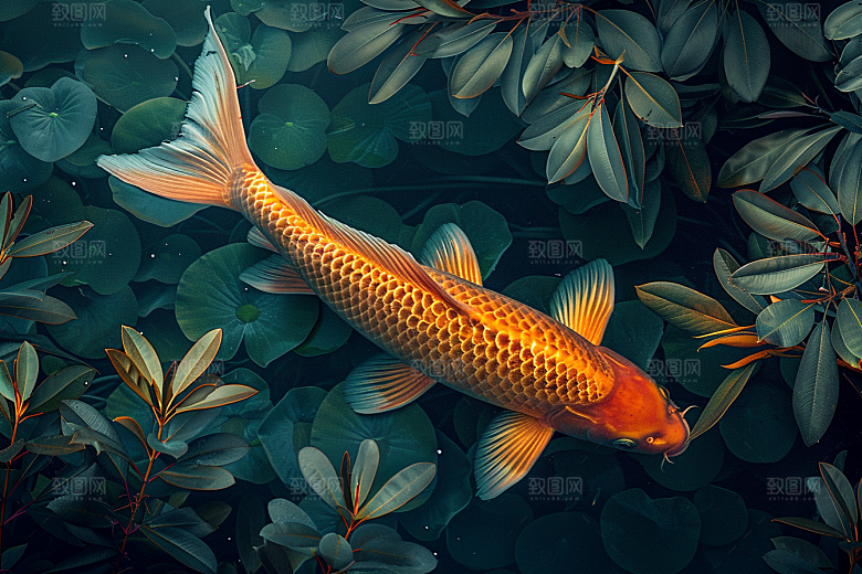 锦鲤游水祈福素材