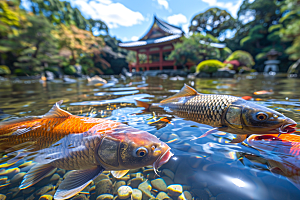 锦鲤池塘幸运素材