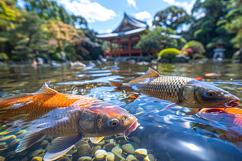 锦鲤池塘幸运素材