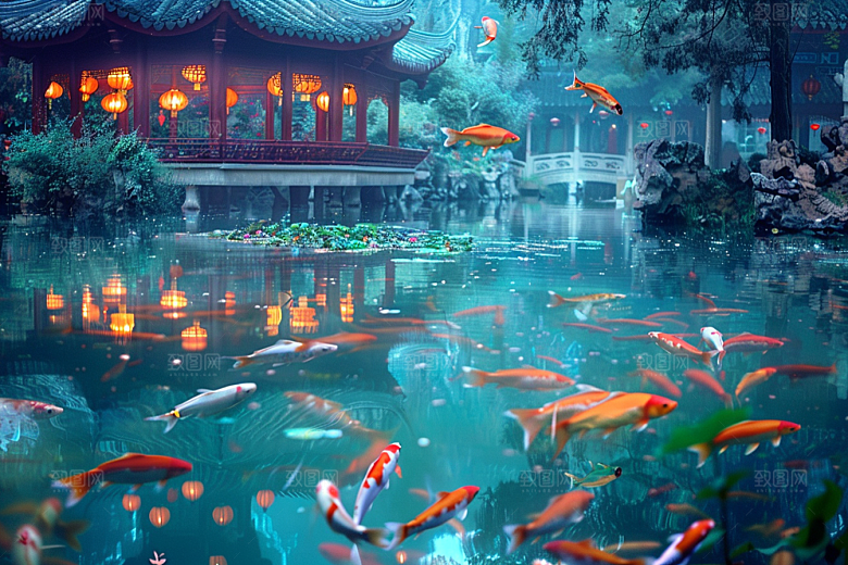 锦鲤中国风彩色素材