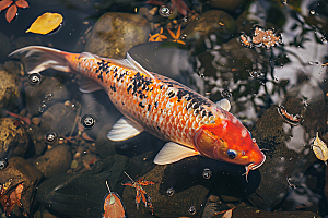 锦鲤游水池塘素材