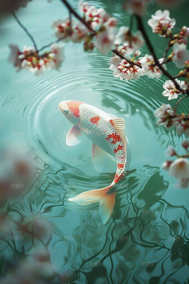 锦鲤游水鱼类素材