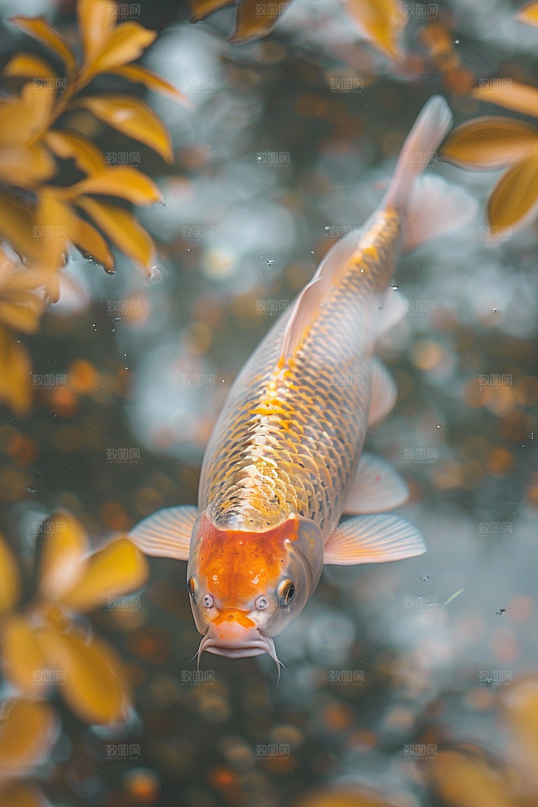 锦鲤游水中式素材