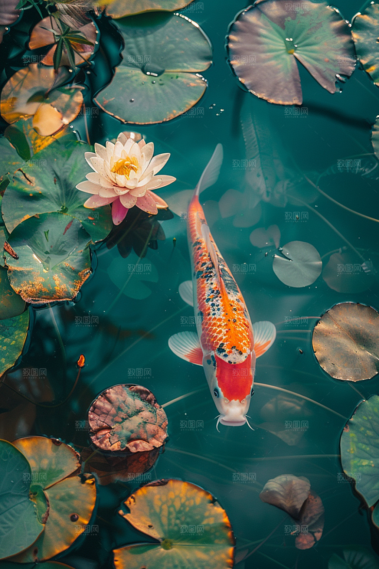 锦鲤游水生态素材