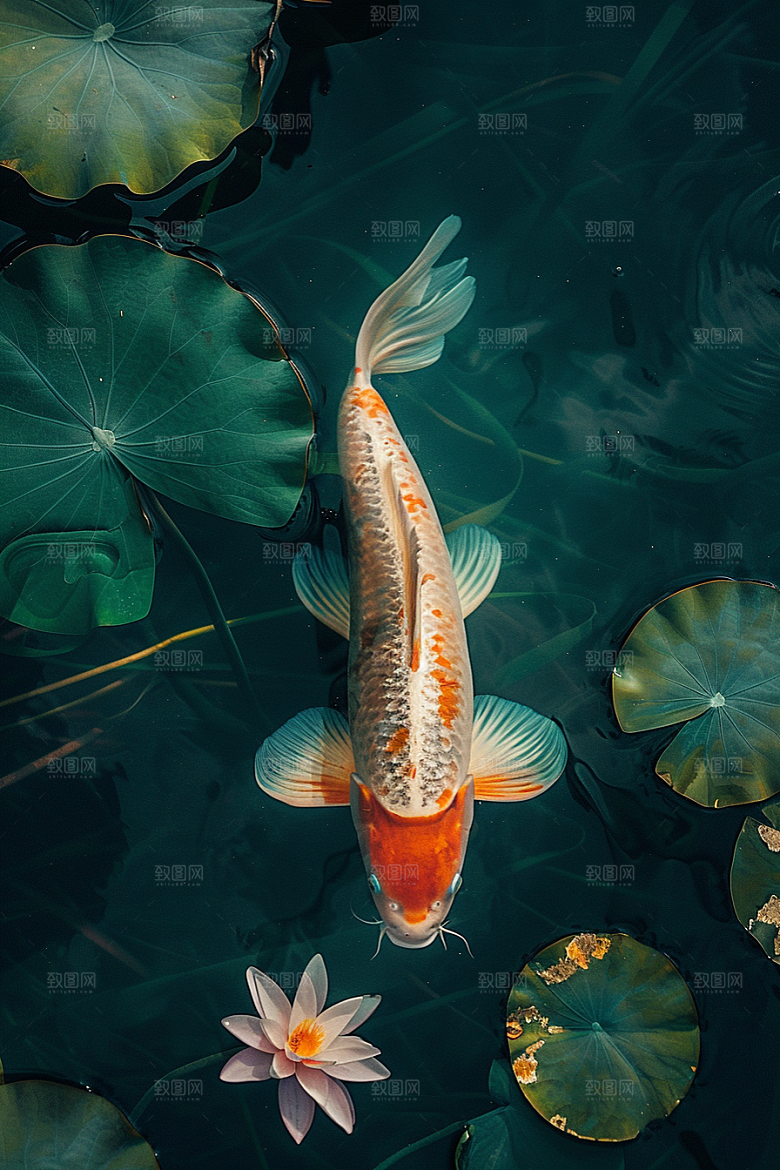 锦鲤中国风游水素材