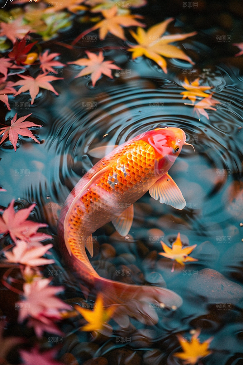 锦鲤游水鲤鱼素材