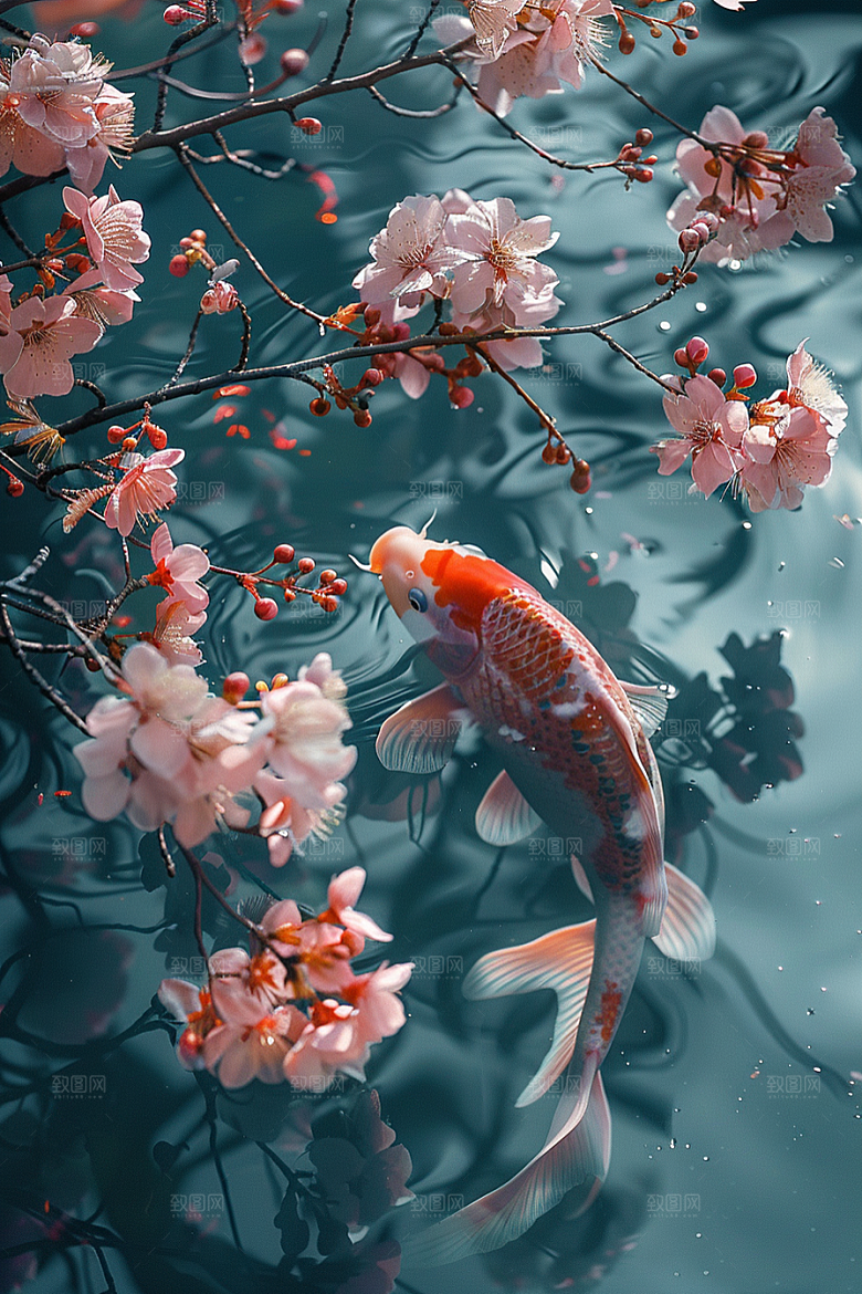 锦鲤彩色祝福素材