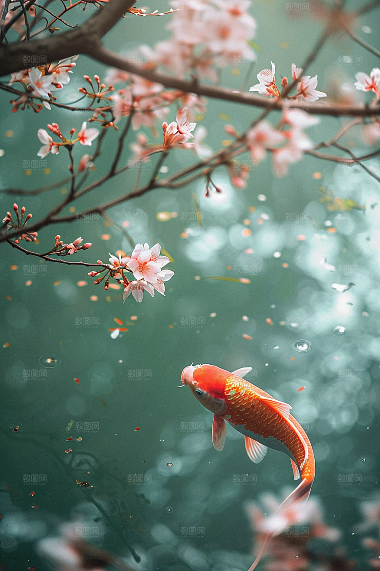 锦鲤祝福中式素材