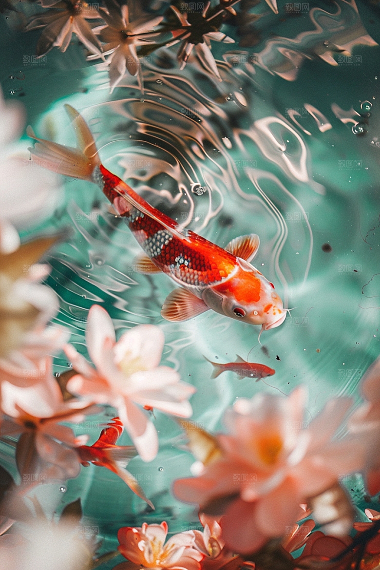 锦鲤中式游水素材