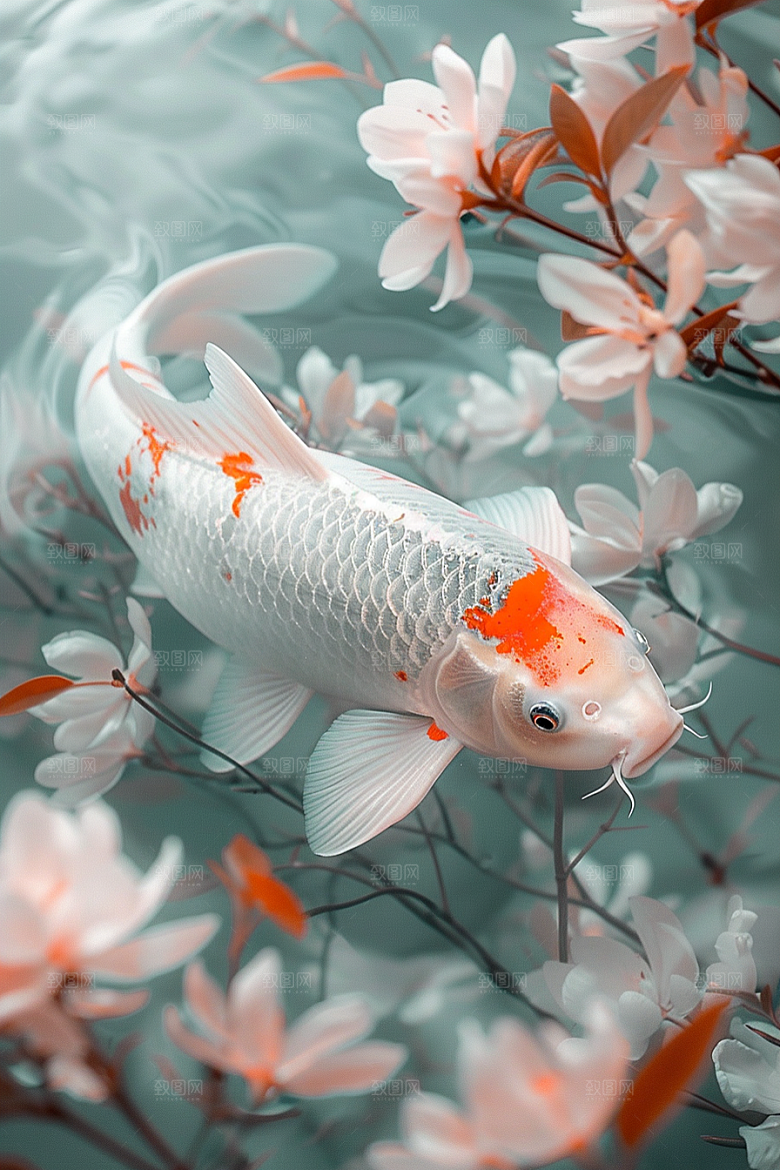 锦鲤祈福游水素材