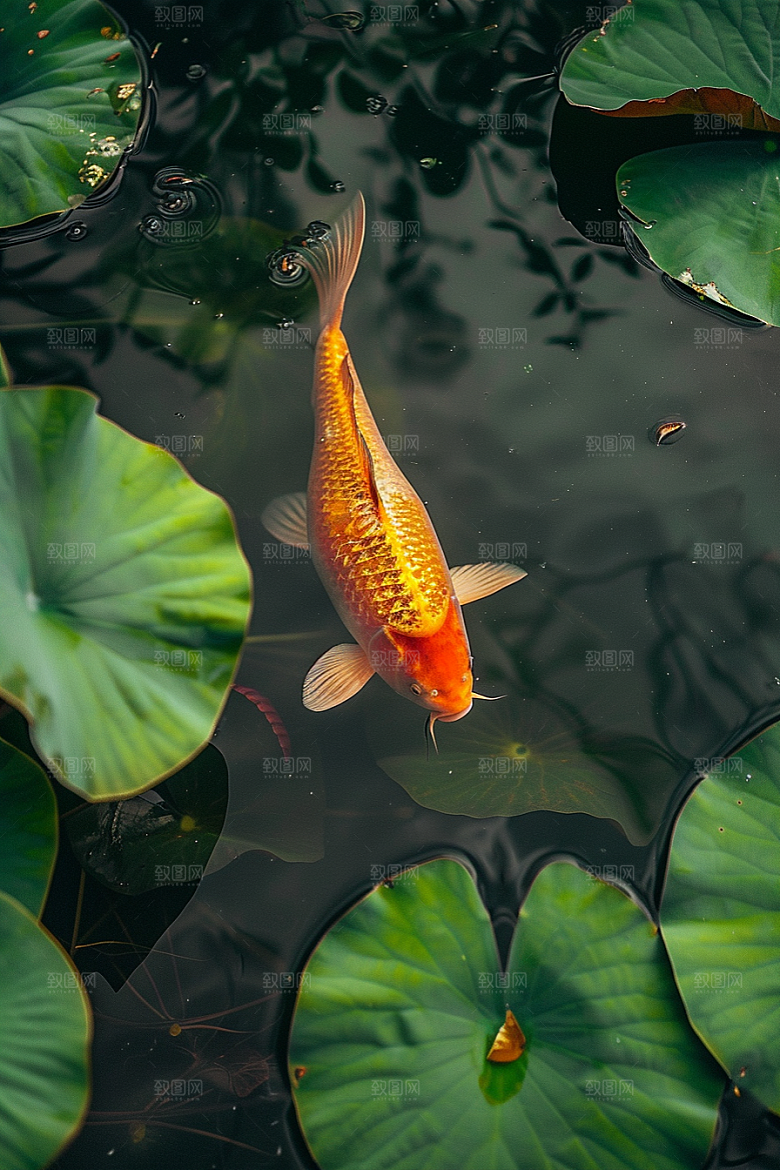 锦鲤游水祈福素材