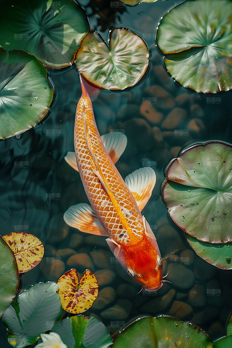 锦鲤鲤鱼池塘素材