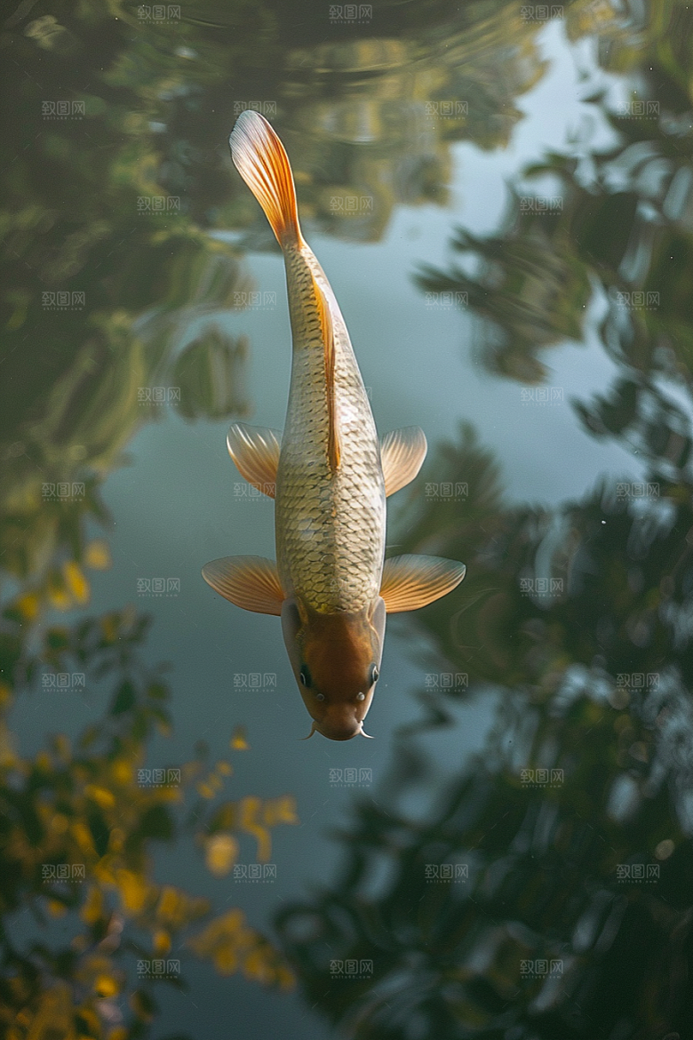 锦鲤彩色池塘素材