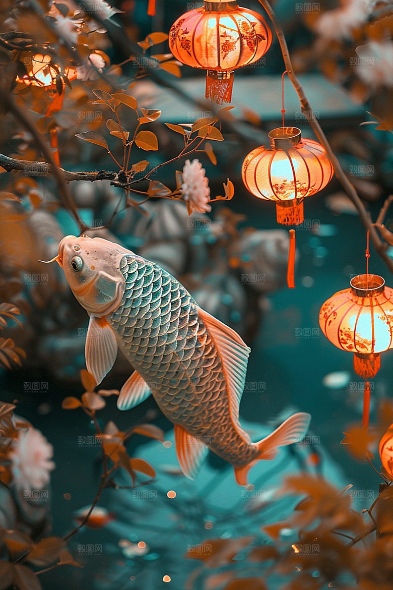 锦鲤彩色鱼类素材