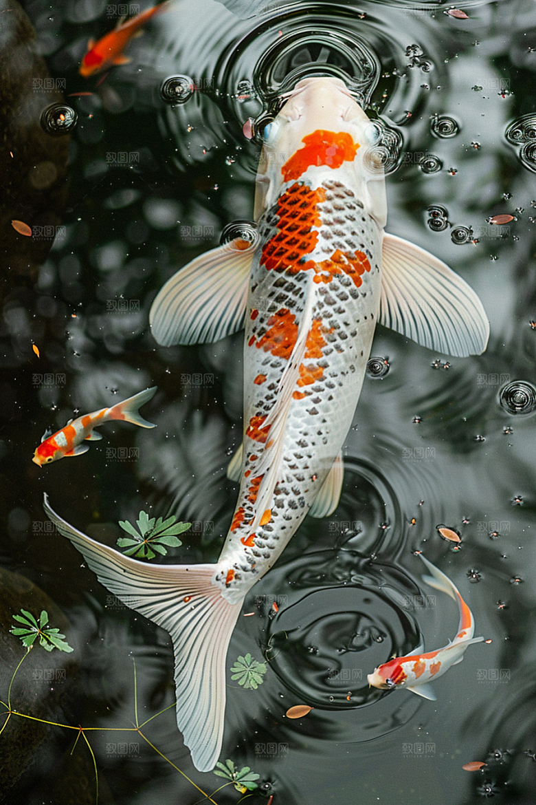 锦鲤池塘中式素材