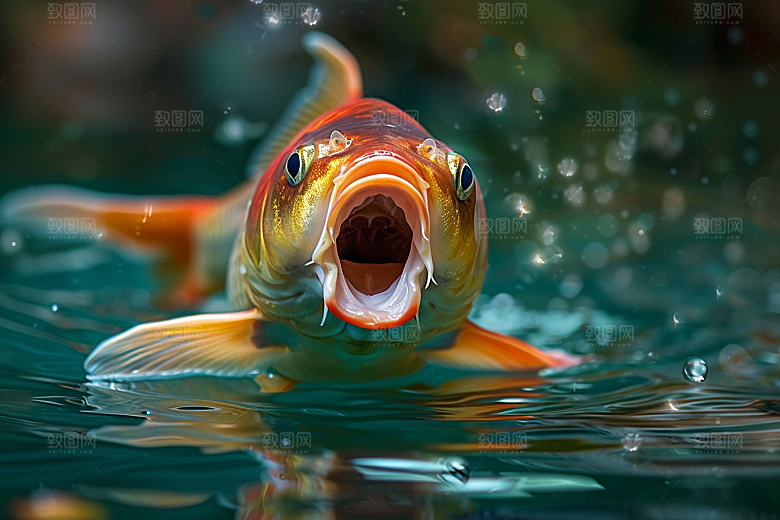 锦鲤彩色游水素材